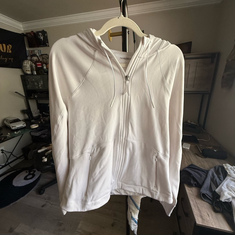 Athleta White Full-Zip Hoodie Jacket